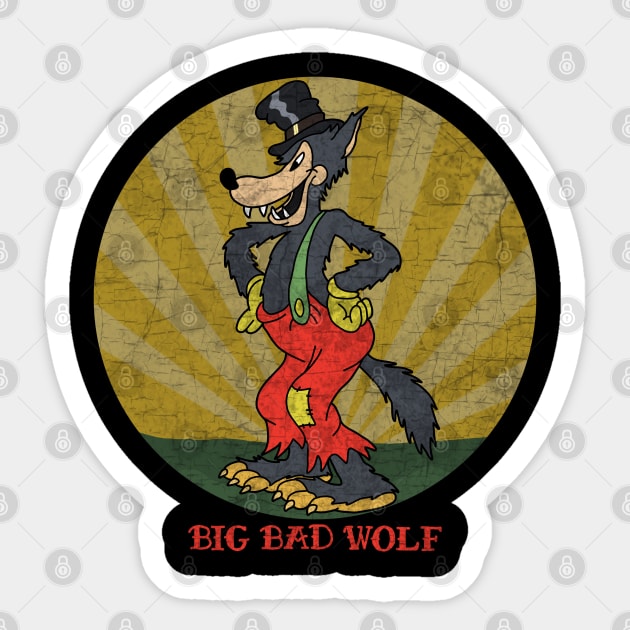 Vintage Big Bad Wolf Sticker by valentinahramov